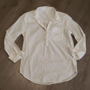 Gap White & Silver 1/4 Button Down M